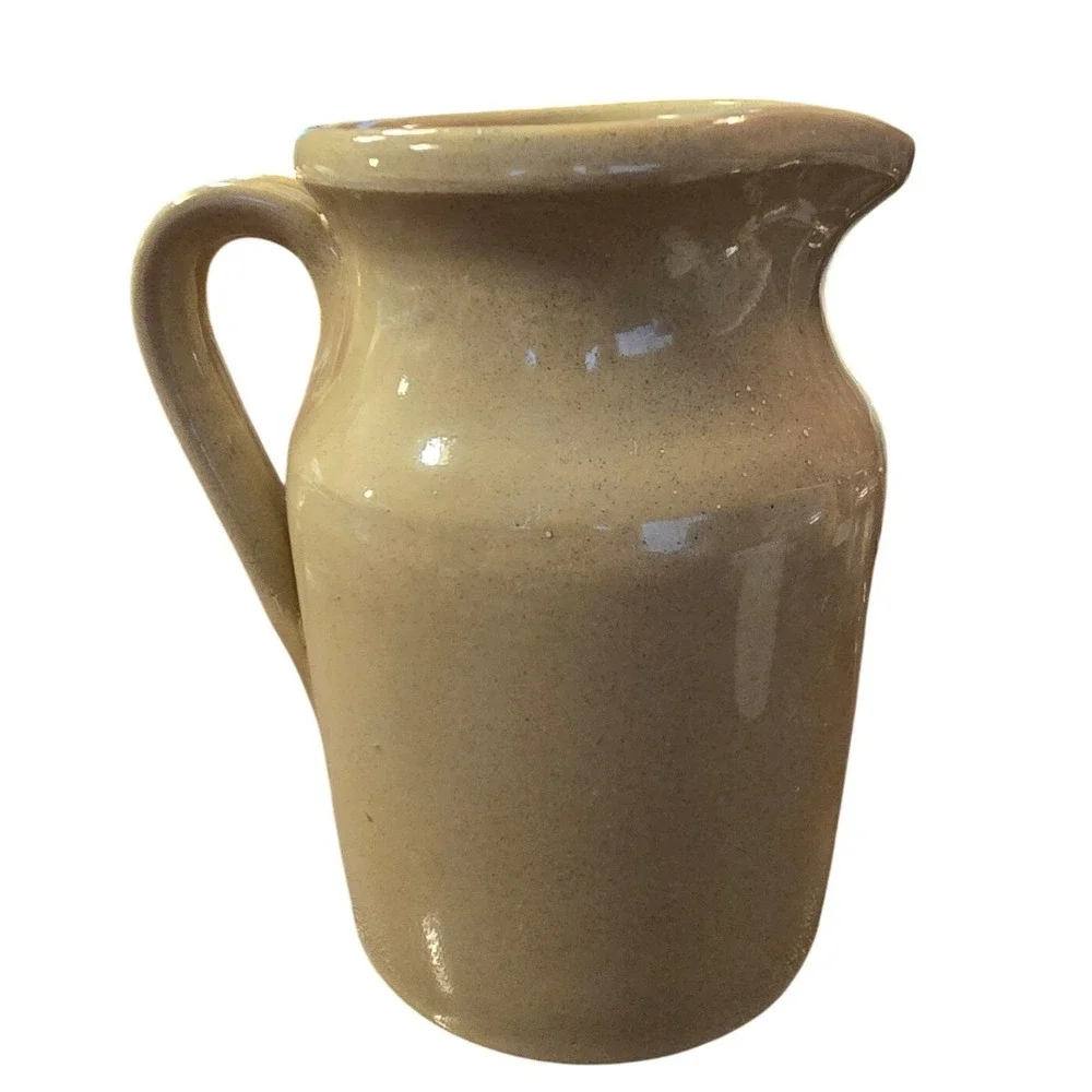 Vintage Made in England Stoneware Pitcher Childs Cash Shoe Store Advertising 8in